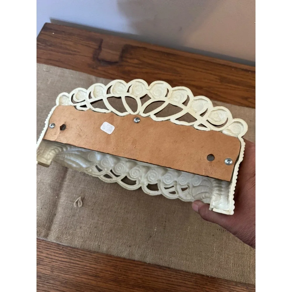 Vintage Half Round Ornate Plastic Shelf By Burwood Small 70's Faux Rattan MCM